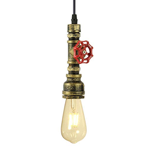 Kawell Vintage Pendant Light Fixtures Industrial Retro Ceiling Chandelier Creative Water Pipe Hanging Light Fixtures Art Deco Iron E26 60W Max for Bedroom Cafe Bar Restaurant Kitchen, Bronze Color