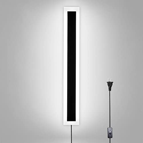 Kawell 15W Waterproof LED Wall Light with Plug in Cord Long Strip Acrylic LED Wall Lamp with Switch Indoor Outdoor for Porch Patio Garage Courtyard Exterior Wall Bedroom Living Room Hallway