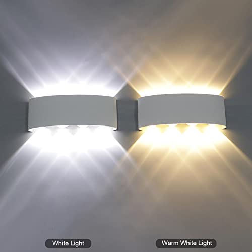 Kawell 8W Waterproof Modern Wall Light LED Wall Lamp Aluminum LED Wall Sconce Up Down Indoor Outdoor for Bathroom Bedroom Hallway Porch Corridor Hotel Doorway Garden Pathway, White 6000K