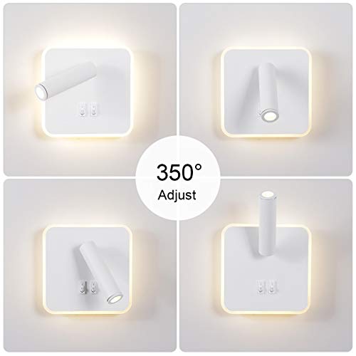 Kawell Modern Wall Light Fixtures 8W Adjustable Bedside Wall Sconce Bedroom Decor Wall Lamp for Reading Room Living Room Library Warm White 3000K