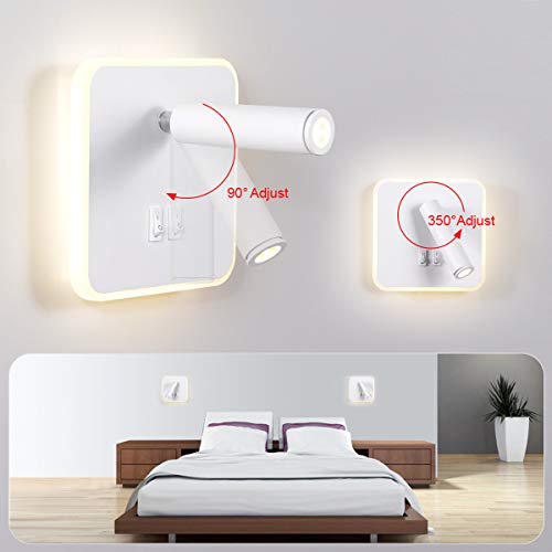 Kawell Modern Wall Light Fixtures 8W Adjustable Bedside Wall Sconce Bedroom Decor Wall Lamp for Reading Room Living Room Library Warm White 3000K