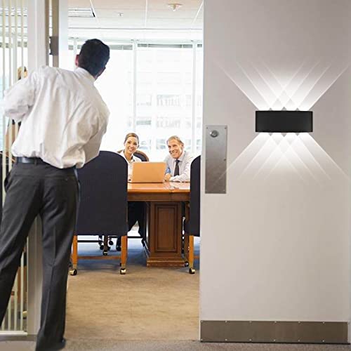 Kawell 8W Waterproof Modern Wall Light LED Wall Lamp Aluminum LED Wall Sconce Up Down Indoor Outdoor for Bathroom Bedroom Hallway Porch Corridor Hotel Doorway Garden Pathway, Black 6000K