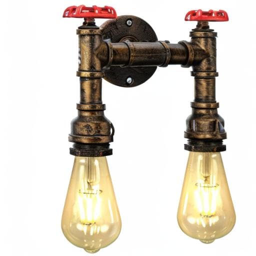 Kawell Vintage Wall Light Fixtures Industrial Retro Wall Sconce Light Creative Water Pipe Wall Lamp Iron Art E26 60W Max for Bedroom Kitchen Restaurant Loft Cafe Bar Hallway