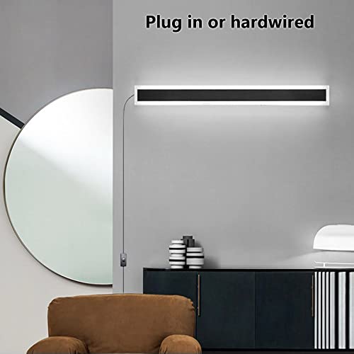 Kawell 15W Waterproof LED Wall Light with Plug in Cord Long Strip Acrylic LED Wall Lamp with Switch Indoor Outdoor for Porch Patio Garage Courtyard Exterior Wall Bedroom Living Room Hallway