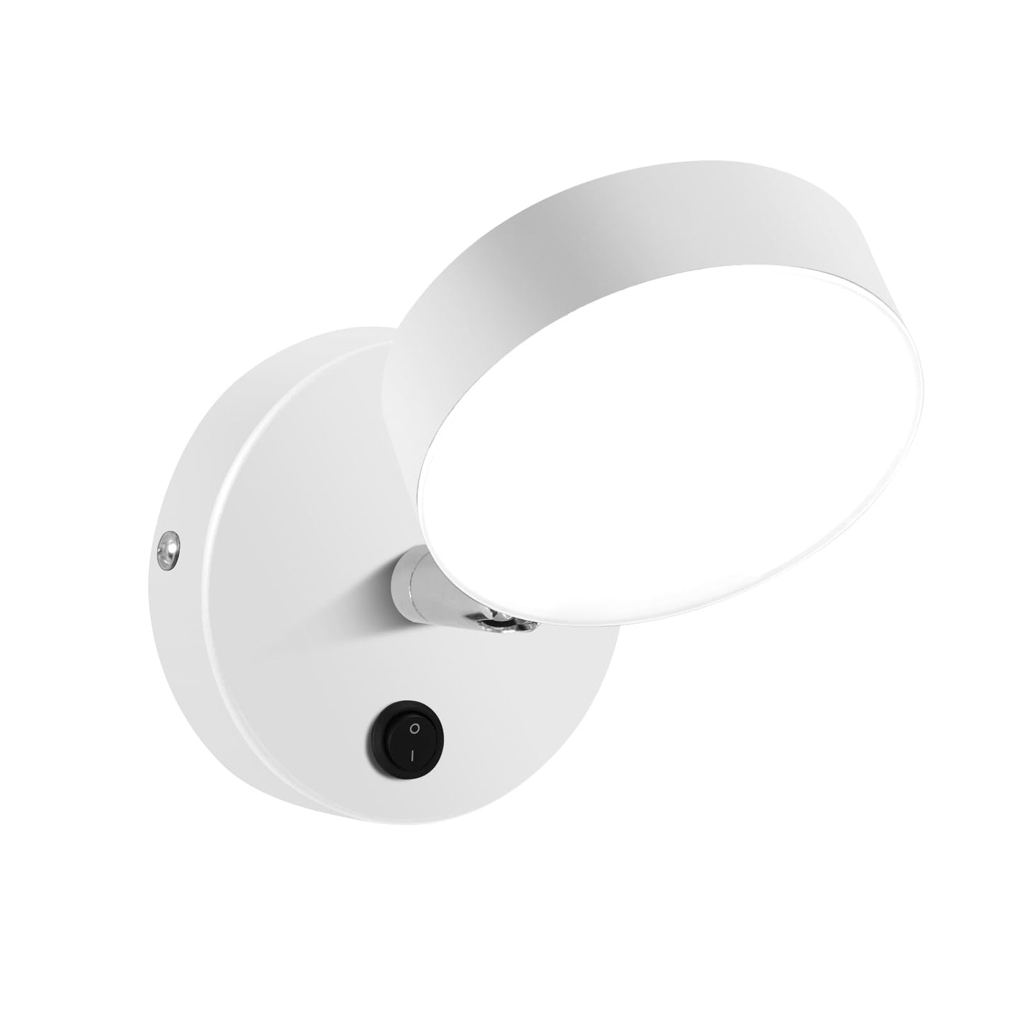 Kawell Indoor LED Wall Light with Switch Modern LED Wall Sconce Rotatable Hardwired LED Wall Lamp Nordic Style for Bedside Study Child Room, White
