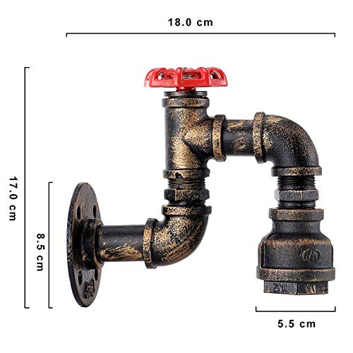 Kawell Vintage Wall Light Fixtures Industrial Retro Wall Sconce Light Creative Water Pipe Wall Lamp Iron Art E26 60W Max for Bedroom Kitchen Restaurant Loft Cafe Bar Hallway