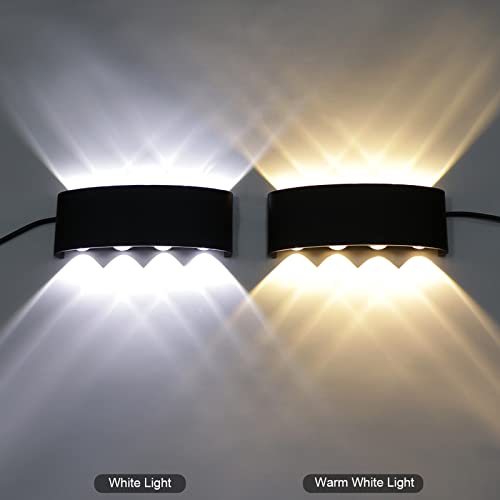 Kawell 8W Waterproof Modern Wall Light LED Wall Lamp Aluminum LED Wall Sconce Up Down Indoor Outdoor for Bathroom Bedroom Hallway Porch Corridor Hotel Doorway Garden Pathway, Black 6000K