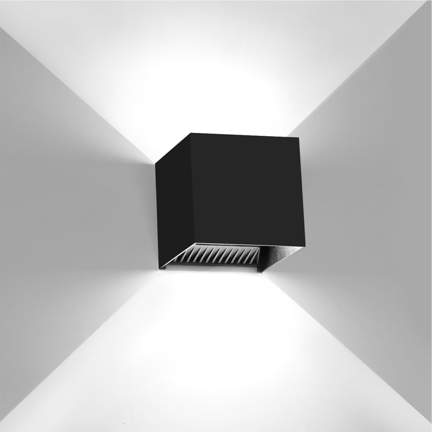 Kawell 12W Modern Wall Sconce Light LED Wall Lamp Waterproof IP65 Aluminum LED Wall Light Adjustable Beam Angle Indoor Outdoor for Bathroom Living Room Bedroom Hallway Corridor Stairs, Black 6000K