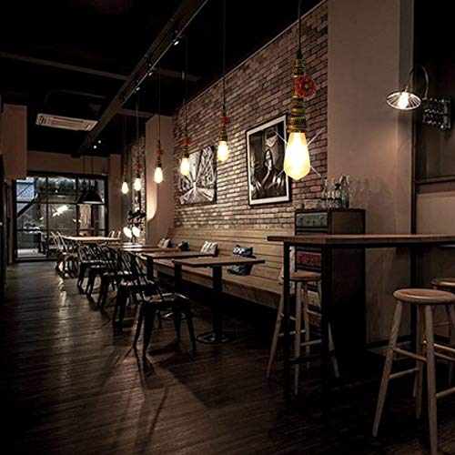 Kawell Vintage Pendant Light Fixtures Industrial Retro Ceiling Chandelier Creative Water Pipe Hanging Light Fixtures Art Deco Iron E26 60W Max for Bedroom Cafe Bar Restaurant Kitchen, Bronze Color