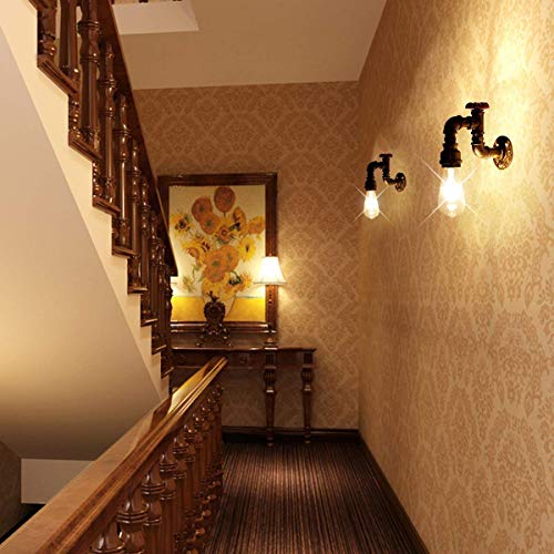 Kawell Vintage Wall Light Fixtures Industrial Retro Wall Sconce Light Creative Water Pipe Wall Lamp Iron Art E26 60W Max for Bedroom Kitchen Restaurant Loft Cafe Bar Hallway