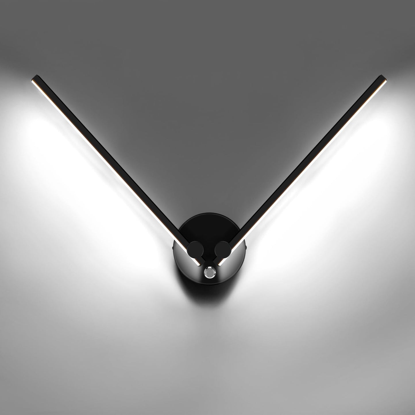 Kawell 12W Modern LED Wall Light with Switch Indoor LED Wall Sconce Hardwired LED Wall Lamp Bar with 300° Rotatable Lamp Arms for Living Room Background Wall Bedroom Hallway Aisle, Black 6000K