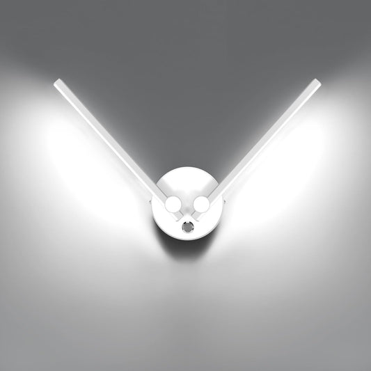 Kawell 10W Modern LED Wall Light with Switch Indoor LED Wall Sconce Hardwired LED Wall Lamp Bar with 300° Rotatable Lamp Arms for Living Room Background Wall Bedroom Hallway Aisle, White 6000K