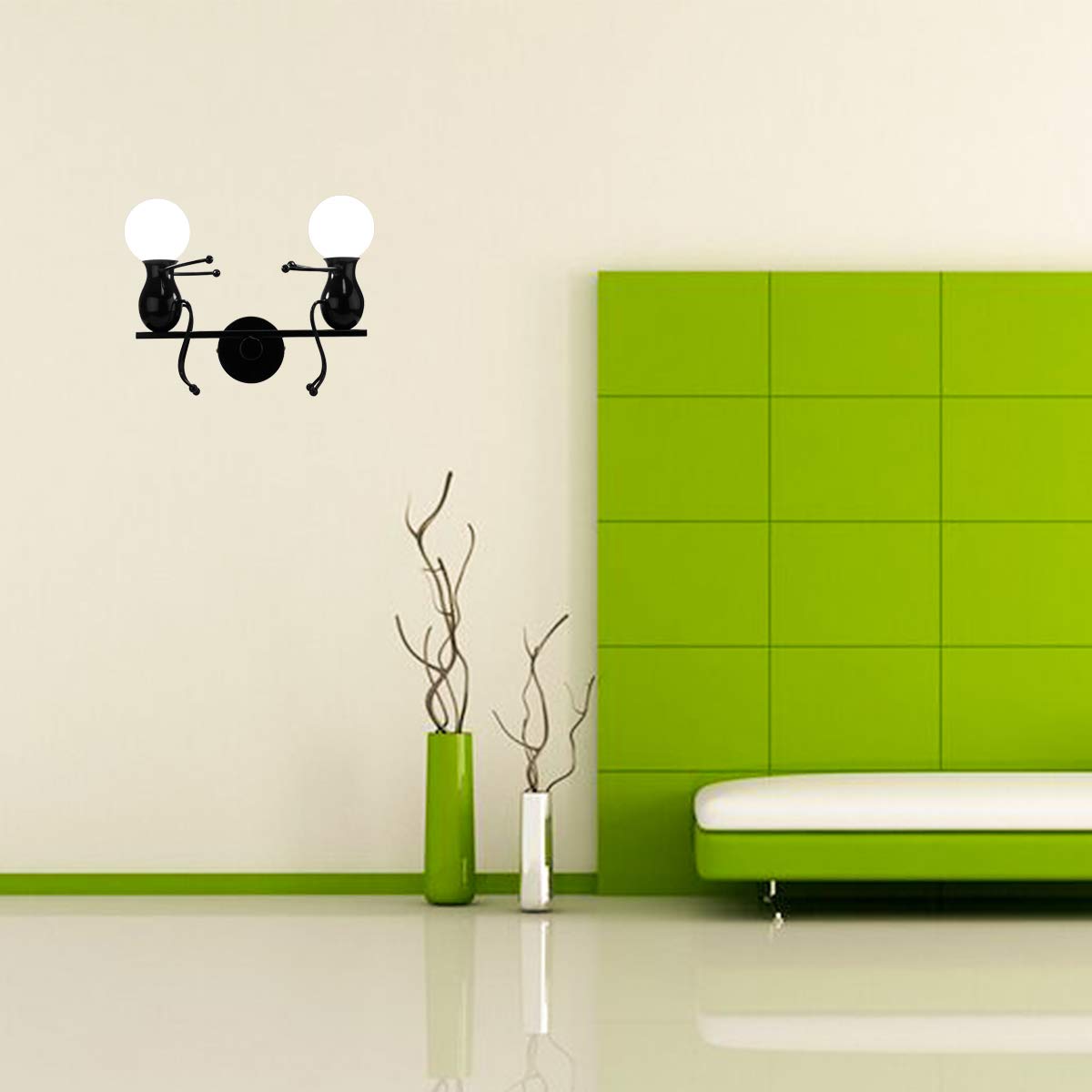 Kawell Humanoid Wall Light Fixtures Modern Wall Lamp Creative Wall Sconce Light Art Deco Max 60W E26 Base for Children Room Bedroom Bedside Living Room Stairs Hallway Restaurant Kitchen