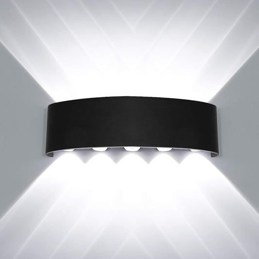 Kawell 10W Waterproof Modern Wall Sconces LED Wall Light Up Down Aluminum Wall Lamp LED Indoor Outdoor for Bedroom Living Room Bathroom Porch Stairs Hotels Garden Pathway, Black 6000K