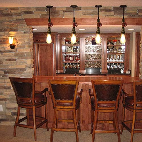 Kawell Vintage Pendant Light Fixtures Industrial Retro Ceiling Chandelier Creative Water Pipe Hanging Light Fixtures Art Deco Iron E26 60W Max for Bedroom Cafe Bar Restaurant Kitchen, Bronze Color