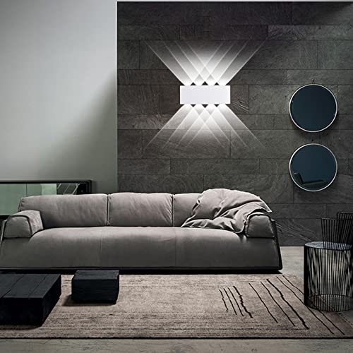 Kawell 8W Waterproof Modern Wall Light LED Wall Lamp Aluminum LED Wall Sconce Up Down Indoor Outdoor for Bathroom Bedroom Hallway Porch Corridor Hotel Doorway Garden Pathway, White 6000K