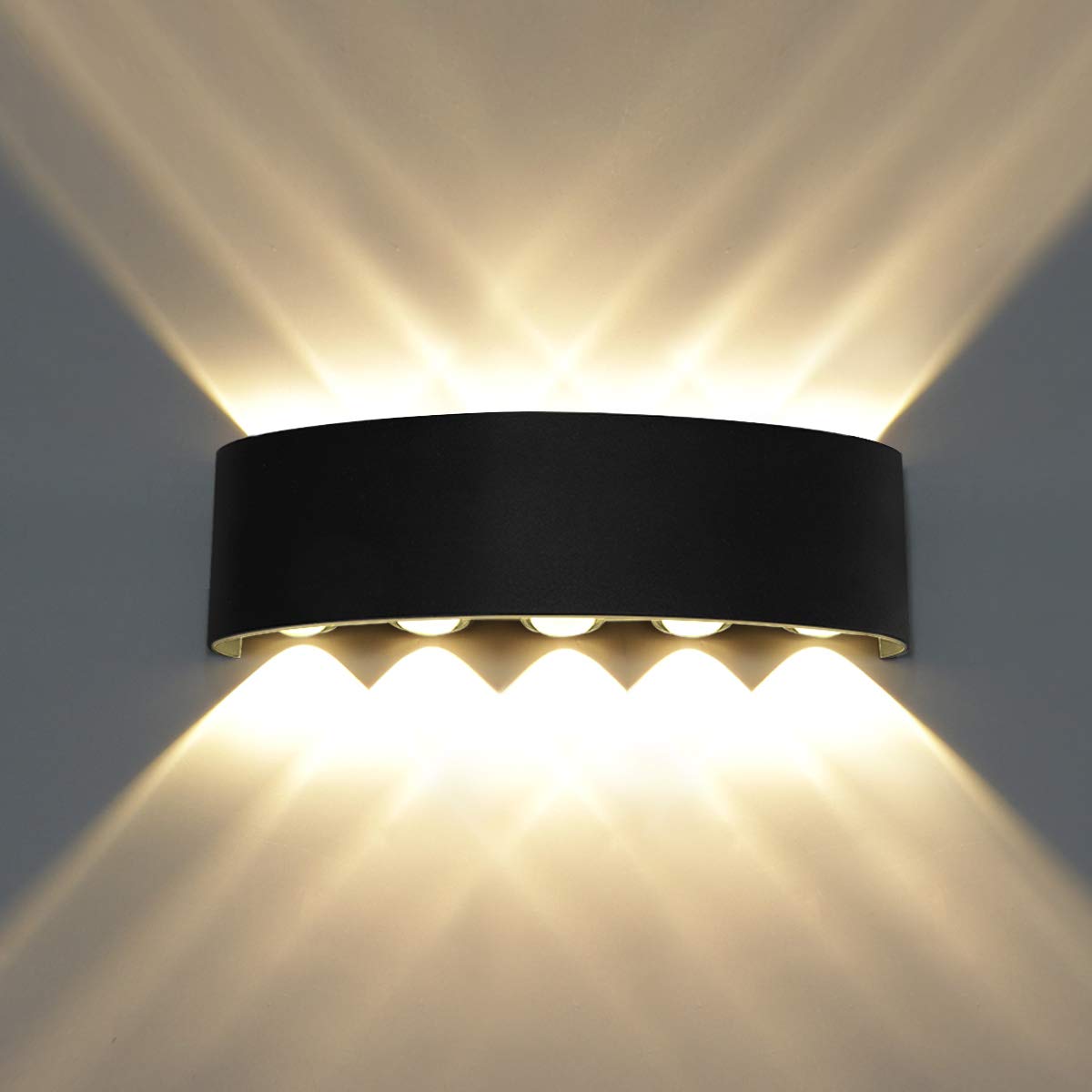 Kawell 10W Waterproof Modern Wall Sconces LED Wall Light Up Down Aluminum Wall Lamp LED Indoor Outdoor for Bedroom Living Room Bathroom Porch Stairs Hotels Garden Pathway, Black 3000K