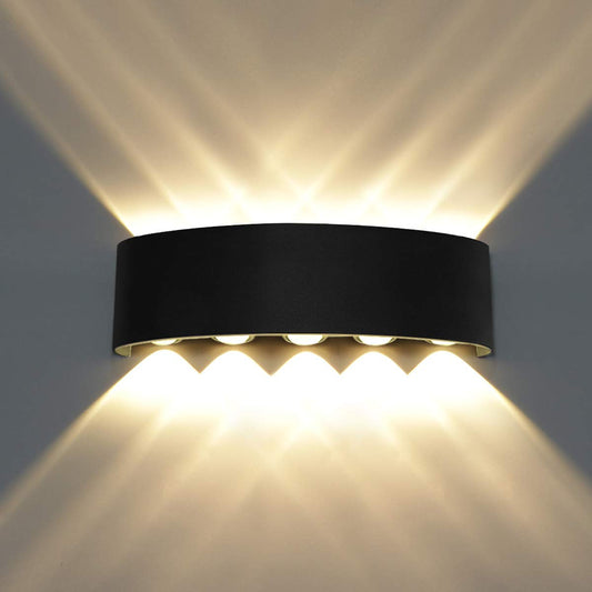 Kawell 10W Waterproof Modern Wall Sconces LED Wall Light Up Down Aluminum Wall Lamp LED Indoor Outdoor for Bedroom Living Room Bathroom Porch Stairs Hotels Garden Pathway, Black 3000K