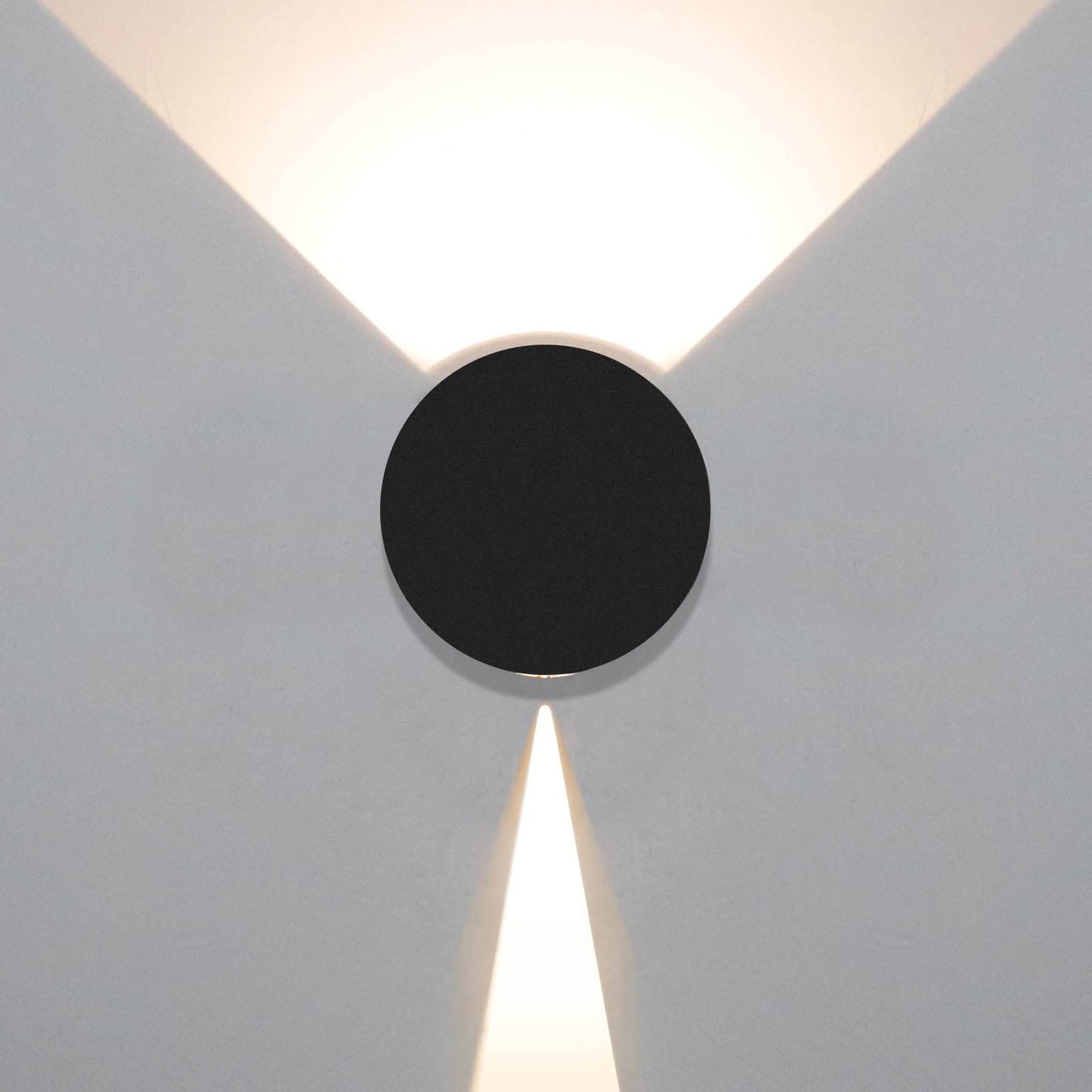 Kawell Modern 8W LED Wall Sconce Lighting Up Down LED Wall Light Indoor Outdoor Waterproof LED Wall Lamp White Round Wall Mount Lights for Bedroom Living Room Hallway Stairs Bathroom, Black 3000K
