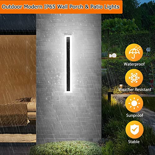 Kawell 15W Waterproof LED Wall Light with Plug in Cord Long Strip Acrylic LED Wall Lamp with Switch Indoor Outdoor for Porch Patio Garage Courtyard Exterior Wall Bedroom Living Room Hallway