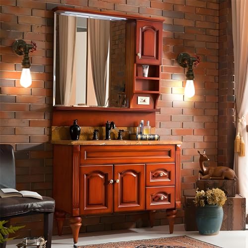 Kawell Vintage Wall Light Fixtures Industrial Retro Wall Sconce Light Creative Water Pipe Wall Lamp Iron Art Single E26 60W Max for Bedroom Kitchen Restaurant Loft Cafe Bar Hallway, Gold