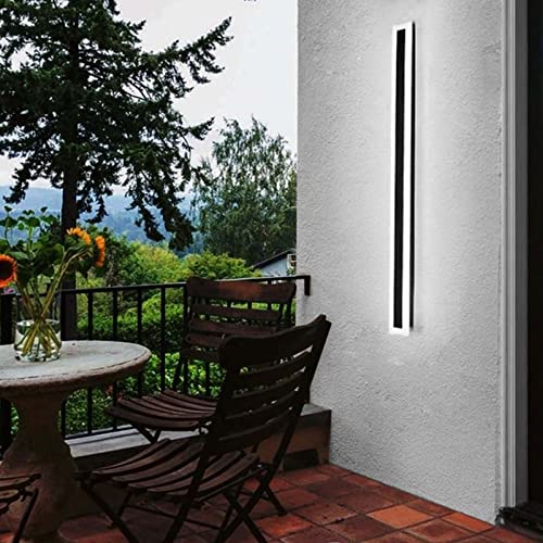 Kawell 15W Waterproof LED Wall Light with Plug in Cord Long Strip Acrylic LED Wall Lamp with Switch Indoor Outdoor for Porch Patio Garage Courtyard Exterior Wall Bedroom Living Room Hallway