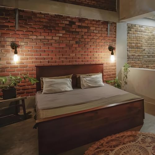 Kawell Vintage Wall Light Fixtures Industrial Retro Wall Sconce Light Creative Water Pipe Wall Lamp Iron Art Single E26 60W Max for Bedroom Kitchen Restaurant Loft Cafe Bar Hallway, Gold
