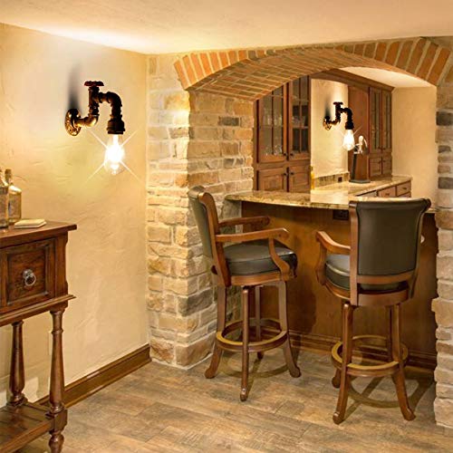Kawell Vintage Wall Light Fixtures Industrial Retro Wall Sconce Light Creative Water Pipe Wall Lamp Iron Art E26 60W Max for Bedroom Kitchen Restaurant Loft Cafe Bar Hallway