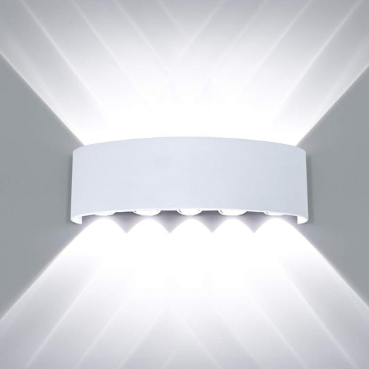 Kawell 10W Waterproof Modern Wall Sconces LED Wall Light Up Down Aluminum Wall Lamp LED Indoor Outdoor for Bedroom Living Room Bathroom Porch Stairs Hotels Garden Pathway, White 6000K