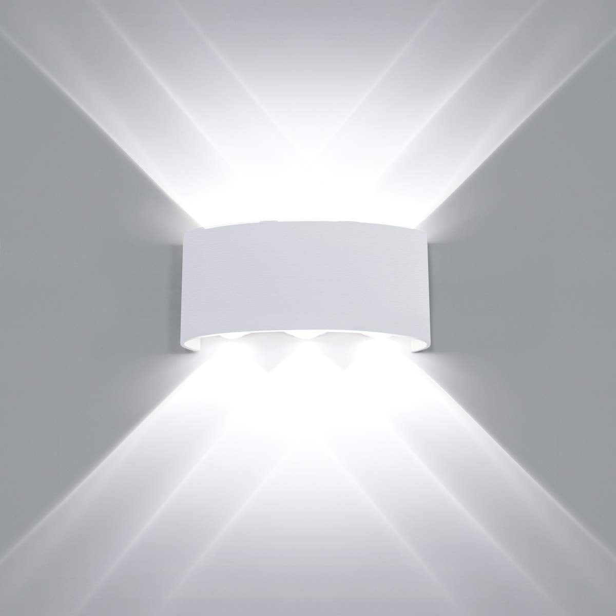 Kawell 6W Waterproof Modern Wall Sconces LED Wall Light Up Down Aluminum Wall Lamp LED Indoor Outdoor for Bathroom Bedroom Living Room Porch Stairs Hotels Garden Pathway, White 6000K