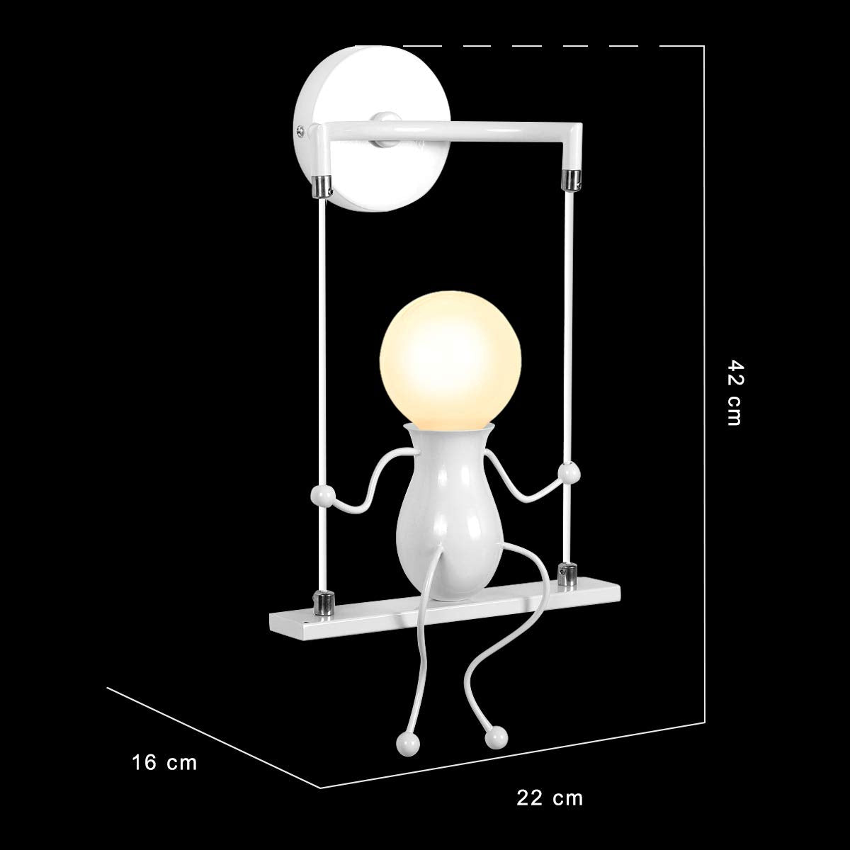 Kawell Humanoid Wall Light Fixtures Modern Wall Lamp Creative Wall Sconce Light Art Deco Max 60W E26 Base for Children Room Bedroom Bedside Living Room Stairs Hallway Restaurant Kitchen