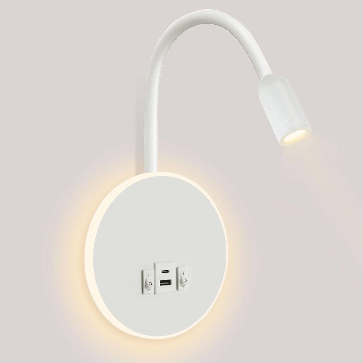 Kawell 9W LED Wall Sconce with USB & Type-C Ports 3W Wall Mounted Reading Light with Switch Hardwired Rotatable Spotlight Indoor for Bedroom Study Living Room, Black(Warm White)