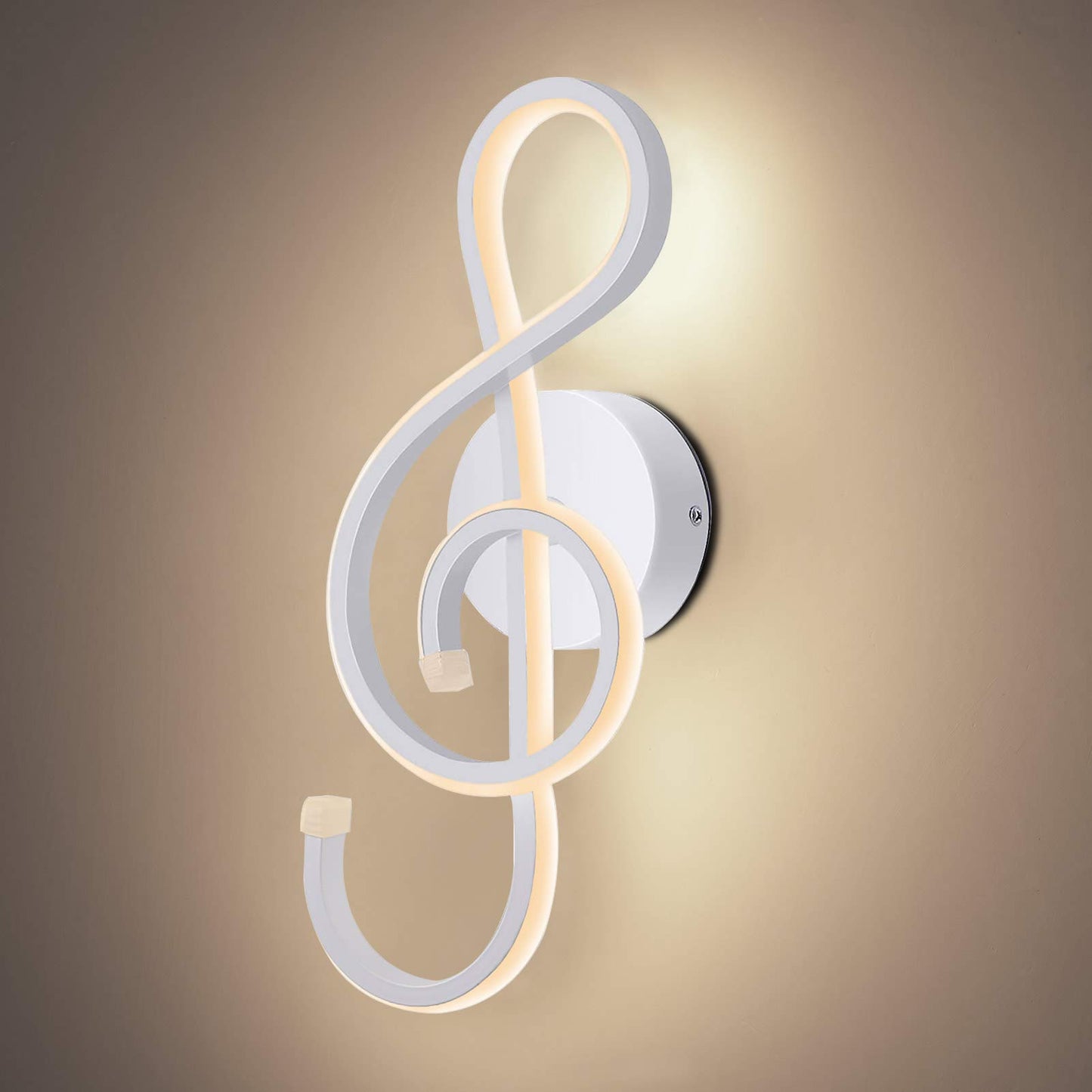 Kawell 22W Indoor LED Wall Light Modern LED Wall Sconce Light Creative Wall Lamp LED Music Symbol Art Decoration for Bedroom Living Room Cafe Lounge Stairs Corridor, White 3000K