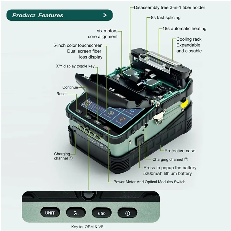 SIGNAL FIRE AI-6A+ Optical Fiber Fusion Splicer 8s Splicing 18s Heating OPM VFL - UK Plug - scene 2