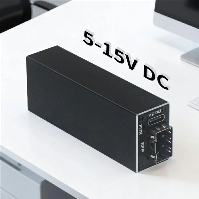 Type-C Mini SFP Gigabit Fiber Media Converter 10 / 100 / 1000Mbps Aluminum Alloy - Black - scene 2