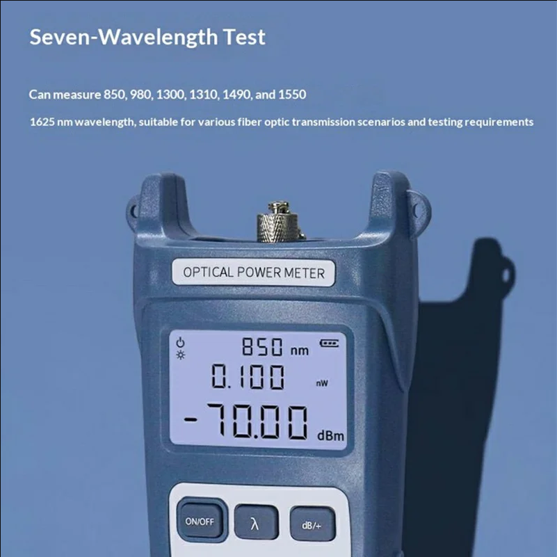 Mini Optical Power Meter LCD Display 850-1625nm 2.5mm FC SC ST Fiber Tester (without Battery) - Grey Blue - scene 2