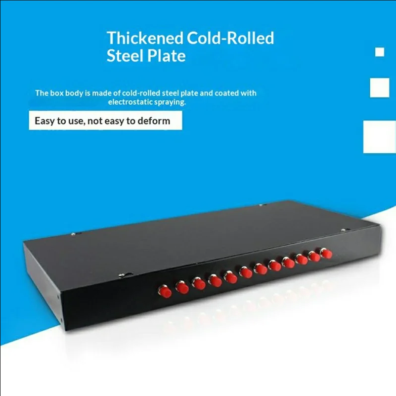 12-Port FC Fiber Optic Termination Box Cold Rolled Steel Wall Mount Splice Tray for FTTH - Black - scene 2