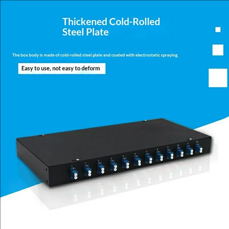 12-Port LC Duplex Fiber Optic Termination Box Cold Rolled Steel Wall Mount Splice Tray for FTTH - Black - scene 2