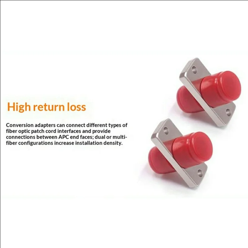 50Pcs FC-FC Rectangular Fiber Optic Couplers Low Insertion Loss Zirconia Sleeve Panel Mount Adapters - Silver / Orange - scene 2