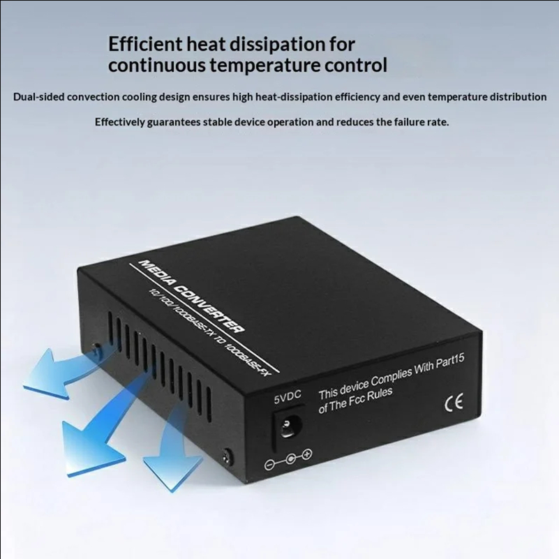 Gigabit Multimode Dual-Fiber Media Converter 10 / 100 / 1000Mbps SC Port Plug Play Heat Dissipation for Network Transmission - UK Plug - scene 2