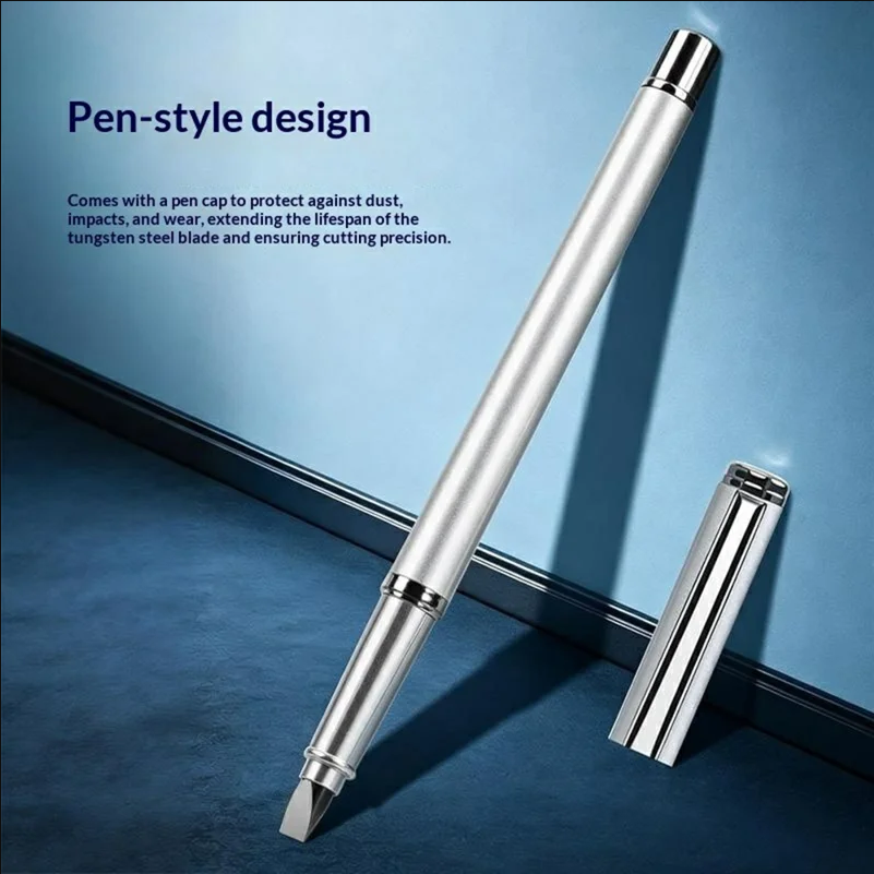 Pen Style Fiber Optic Cutting Knife Tungsten Steel Blade Replaceable Tip Aluminum Alloy Body Flat Cut Tool for Connector Assembly - Silver - scene 2