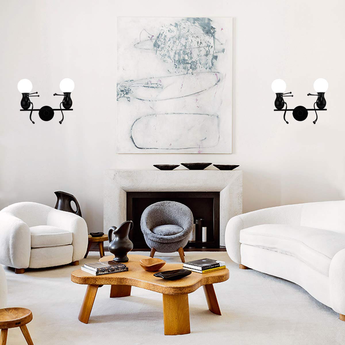 Kawell Humanoid Wall Light Fixtures Modern Wall Lamp Creative Wall Sconce Light Art Deco Max 60W E26 Base for Children Room Bedroom Bedside Living Room Stairs Hallway Restaurant Kitchen