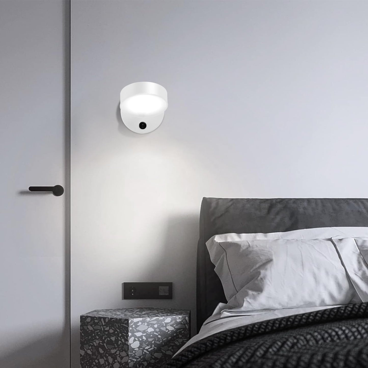 Kawell Indoor LED Wall Light with Switch Modern LED Wall Sconce Rotatable Hardwired LED Wall Lamp Nordic Style for Bedside Study Child Room, White