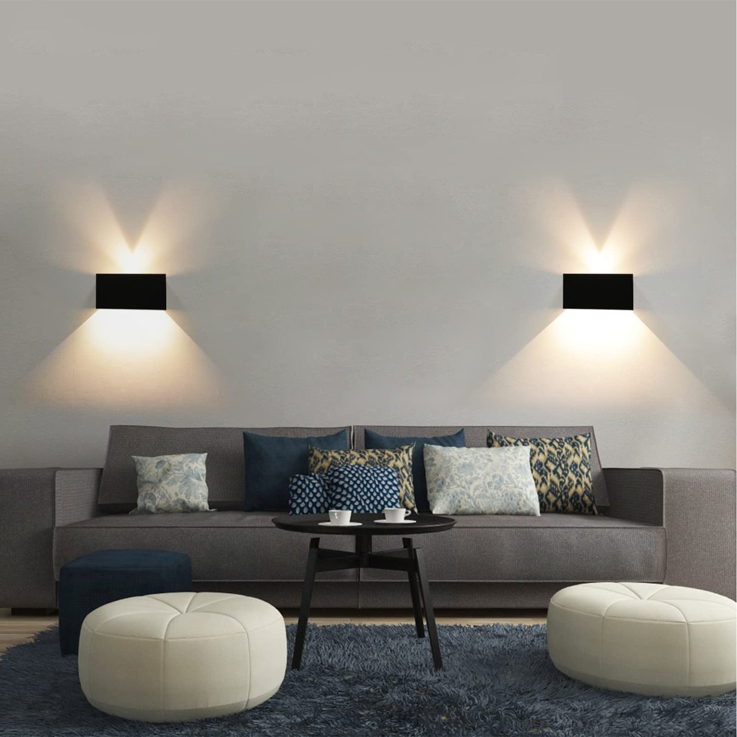 Kawell 12W Modern Wall Light LED Wall Sconce Up Down Adjustable Beam Angle Aluminum Wall Lamp LED Indoor Outdoor Waterproof IP65 for Bedroom Bathroom Corridor Living Room Stairs Hallway, White 3000K