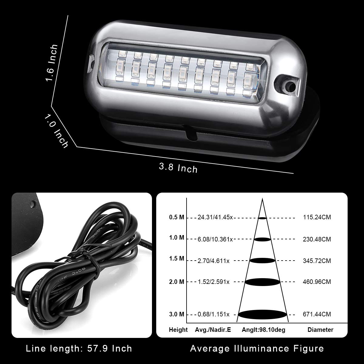 Kawell 27 LED LED Underwater Boat Yacht Lights Waterproof IP68 SUS316 Stainless Steel Pontoon Marine Transom Lights for Swiming Driving Fishing 2pcs Blue Lights