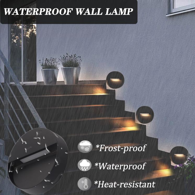 Kawell Modern 6W LED Wall Sconce Round Waterproof LED Wall Light Hardwired Aluminum LED Wall Lamp Indoor for Porch Patio Hallway Stair, 3000K