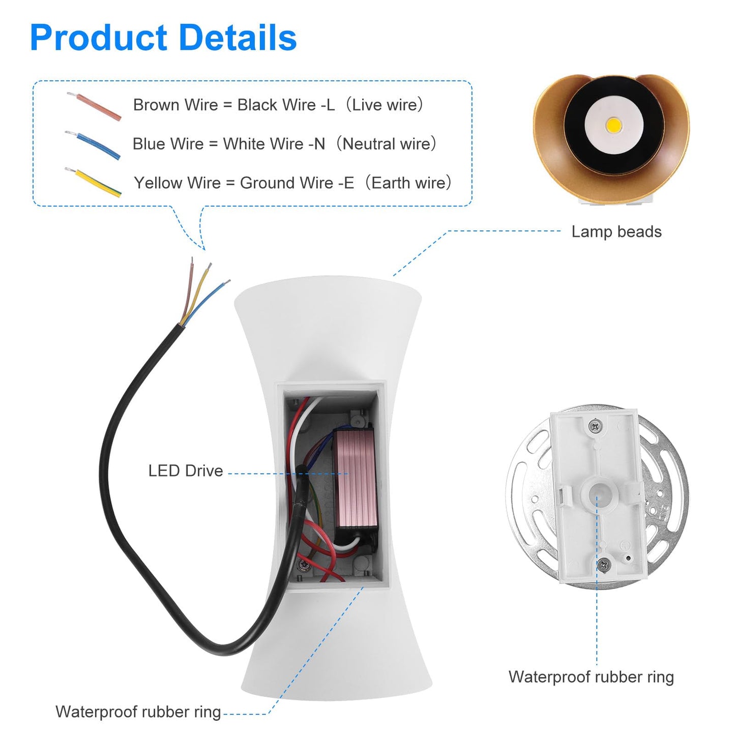 Kawell Creative 10W Modern Wall Light LED Wall Lamp Up Down Waterproof IP65 Aluminum Wall Sconce Light LED Indoor Outdoor for Bedroom Bathroom Living Room Corridor Entrance Stairs Porch