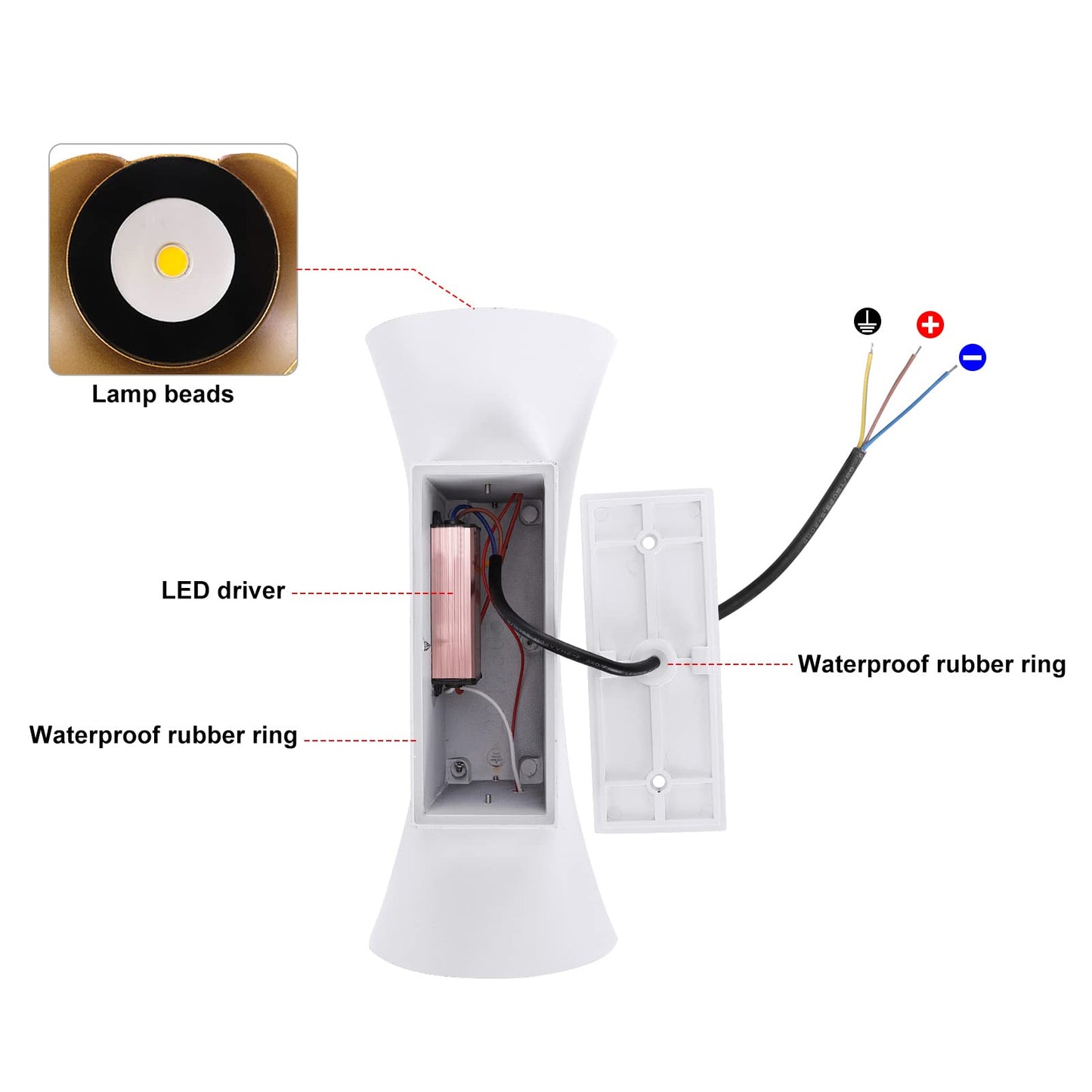 Kawell Creative 20W Modern Wall Light LED Wall Lamp Up Down Waterproof IP65 Aluminum Wall Sconce Light LED Indoor Outdoor for Bedroom Bathroom Living Room Corridor Entrance Stairs Porch
