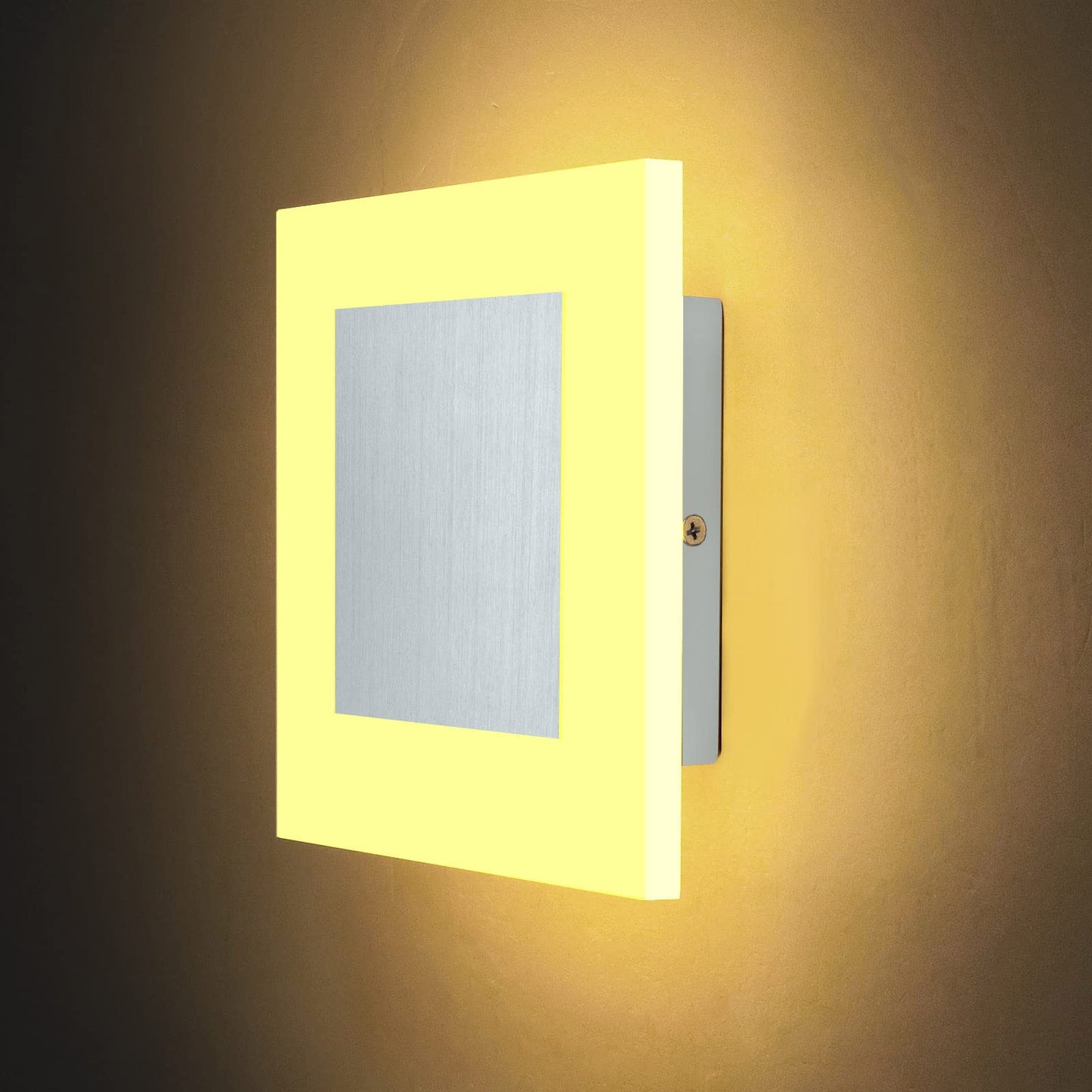 Kawell Modern 10W LED Wall Sconces Indoor LED Wall Light Square Acrylic LED Wall Lamp Minimalists LED Wall Light Sconce for Bedroom Living Room Stairwell Hallway Lounge, Warm White