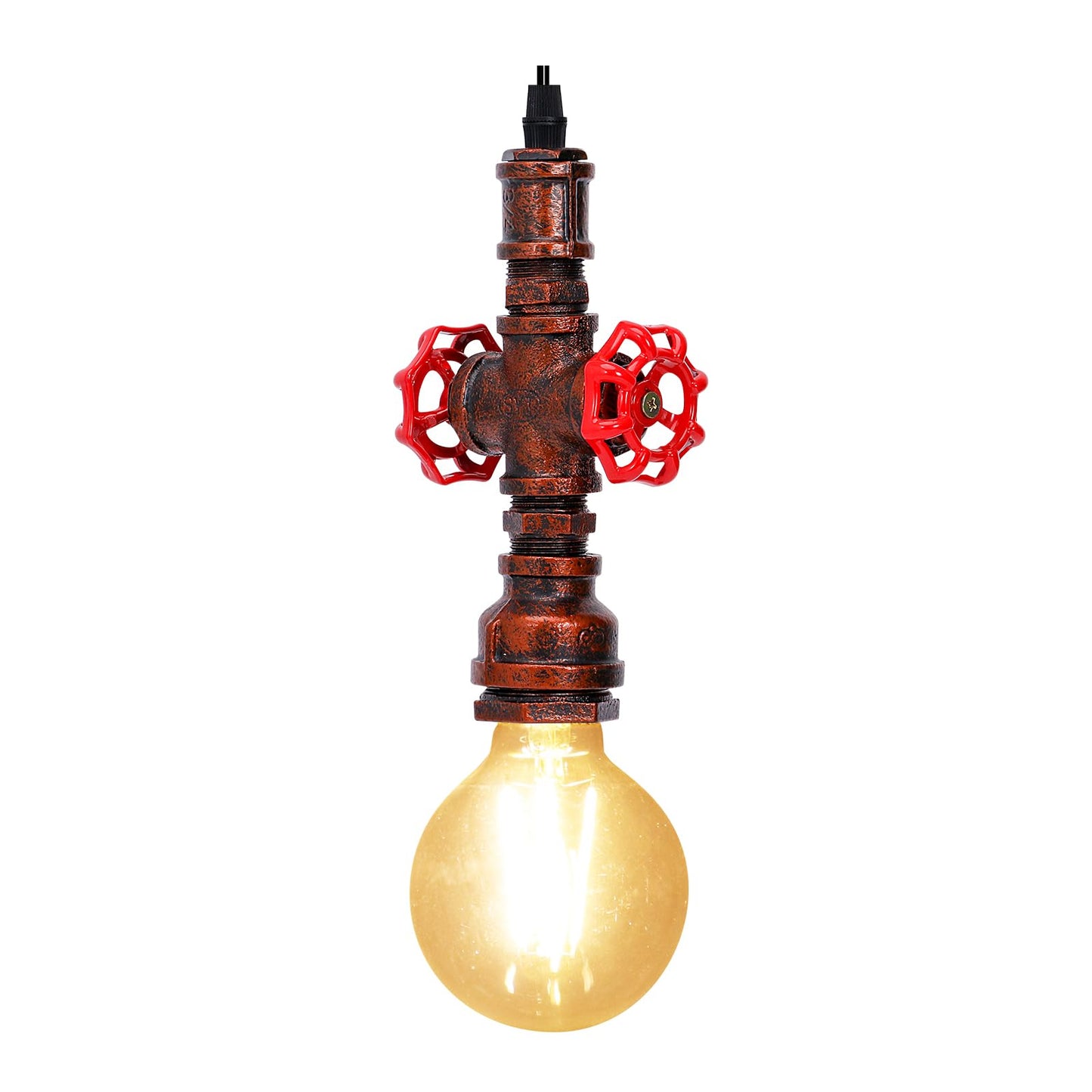 Kawell Vintage Pendant Light Fixtures Industrial Retro Ceiling Chandelier Creative Water Pipe Hanging Light Fixtures Art Deco Iron E26 60W Max for Bedroom Cafe Bar Restaurant Kitchen, Rust Color